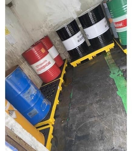 Modulare Spill Containment Platform for Drums, 1 Stück Industrie Polyethylen Spill Containment Tray Palette zum Sammeln von undichten Flüssigkeiten für Garage, Lager, Keller (40L/120X60X17CM)