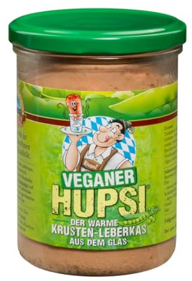 Hupsi Leberkäse im Glas original - Vegan mit hochwertigen Pflanzenproteinen 2x 280 g - In 25-30min verzehrfertig - Bayerischer Leberkas zum Aufbacken aus Familienmetzgerei in München