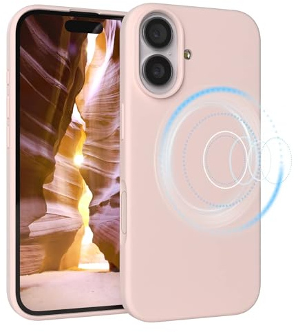 EAZY CASE Magnetische Silikon Hülle für iPhone 17 - MagSafe-kompatibel, Premium-Liquid-Silikon, Stoßfest, Kameraschutz, Mikrofaser-Innenfutter, Slim Cover Handyhülle Bumper - Altrosa Rosa