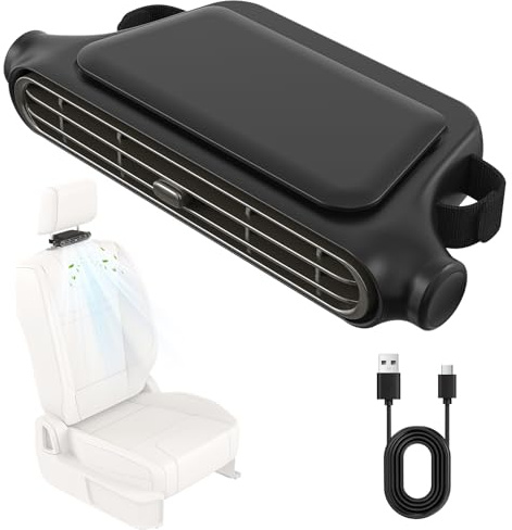 New Upgraded Car Seat Back Fan, Dual Airflow Bladeless Cooling Fan For Baby Rear Facing, 3-speed Quiet USB Backseat Headrest Fan Fits SUV Sedan Trucks, Keeps Driver, Passengers, Kids & Pets Cool
