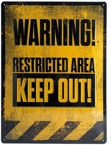Nostalgic-Art 23172 Achtung - Restricted Area - Keep Out!, Blechschild 30x40 cm