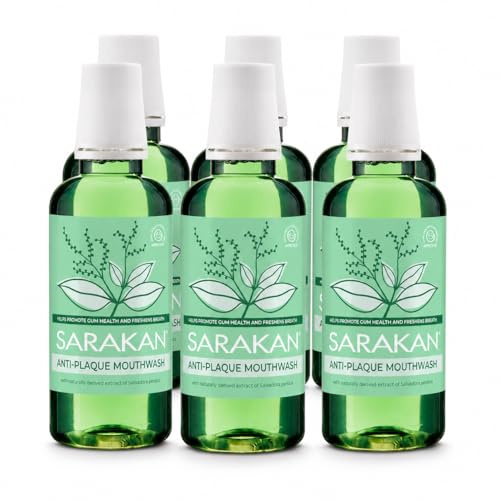Sarakan Anti-Plaque Mouthwash (300 ml) | Formulated to Reduce Plaque and Tartar | Alcohol Free | Fluoride Free | Vegan (300 ml (Pack of 6))