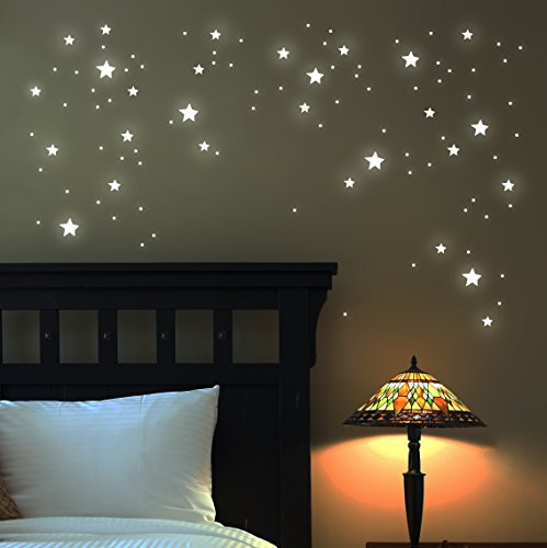 Leuchtsterne Wandtattoo Sterne 100 Stk. fluoreszierend leuchtende Sterne Sternenhimmel Sternensticker M1169