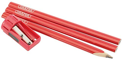 DRAPER cpsset Zimmermanns-Bleistift und Anspitzer Set, Rot