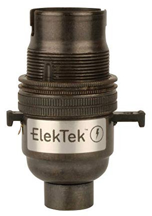 ElekTek Lampenfassung, B22-Fassung mit Schirmträgerring und Verschlussschraube im Sockel, Sicherheitsschalter