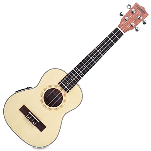 Classic Cantabile UT-260PU S Tenorukulele inkl. Tonabnehmer (Tonabnehmer mit 3-Band-EQ, Fichtendecke massiv, inkl. Gigbag und Batterie) natur
