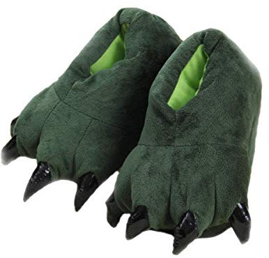 SHIXIAOSHU scarpe per zampe di animali scarpe calde per la casa pantofole in peluche per la casa pantofole dinosauro (green, Midline (EUR 34-39), numeric_34)