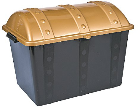 Fun Express Large Plastic Toy Chest, Black & Gold, 19 x 11.5 x 11