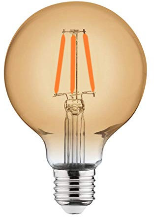 DIMMBARE Filament Retro Vintage LED Leuchtmittel E27 sockel Kugel Globe G95 (95mm Durchmesser) 6 Watt | 515 Lumen warmweiß 2200K