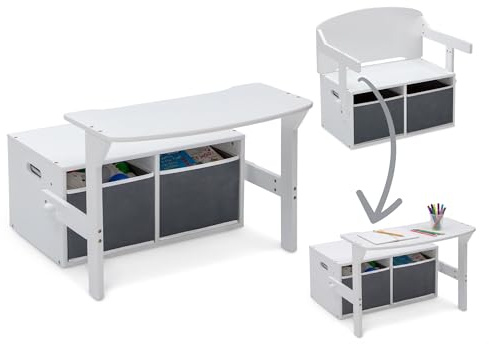 Delta Children MySize Kids Convertible Activity Bench - Greenguard Gold Certified, Bianca White