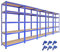 5 x T-Rax Heavy Duty Racking Units 90cm Greenhouse Shed Warehouse Garage Storage Shelving Blue Bays Shelves Metal Utility Racks Steel