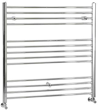 MILANO Chrome Straight Bar Heated Towel Rail 1000 x 1000mm | Steel Construction. Generous Heat Output. Contemporary Style. Straight Bar Design. Central Heating Operation.