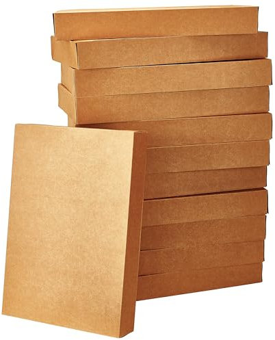 Lot de 12 boîtes en carton kraft marron avec papier de soie pour décoration de cadeaux de Noël, emballage cadeau de fêtes, décoration de fêtes, mariages, sapins de Noël, cadeaux de fête