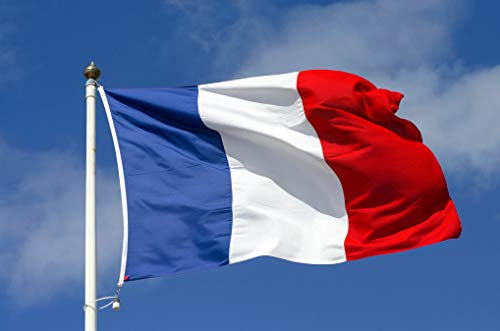 Bandiera Francia cm.150x225 Tessuto Nautico Antivento Alta resistenza130gr.mq,Bandiera Francese Grande da Esterno confezionata con Corda