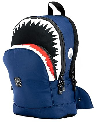 Pick & Pack Unisex Kindergarten, Recyceltes Polyester, Coole Rucksack für Kinder mit Style und Funktionalität Shark Shape Backpack M/Navy