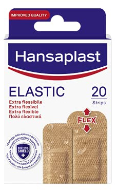 Hansaplast ELASTISCHE Patches, wasserdichte und flexible Gelenkpflaster, Flexibles Pflaster, das sich Bewegungen anpasst, 1 Packung mit 20 Stück in 2 Formaten