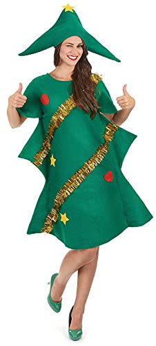 Women Christmas Tree Costume Velvet Hooded Dress Costumes Adult Funny Xmas Outfit Tree Shaped Party Dress Outfit (Adult, M)