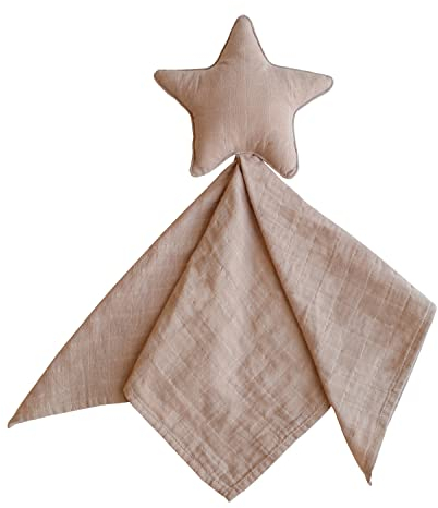 mushie Schnuffeltuch Stern-Design | Schmusetücher, Ideal zum Schlafen und Spielen | Sicherheitsdecke für Jungen und Mädchen (Natural)