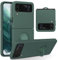 UEEBAI Silicone Case with Ring for Samsung Galaxy Z Flip 3 5G, Lightweight Foldable Slim Case Shock Absorption Slim Cover with Ring 360 Degree Rotation Stand Protective Cove - Army Green