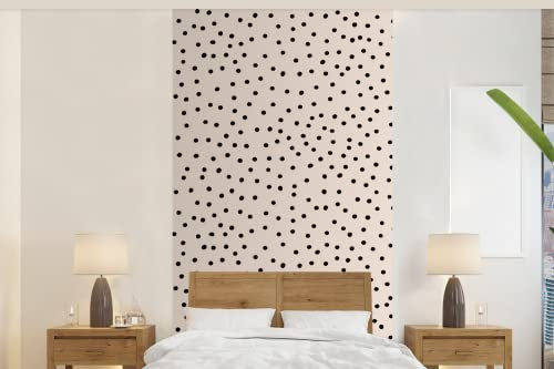 MuchoWow Papier peint À pois - Beige - Noir Papier peint photo 120x240 cm Papier peint imprimé