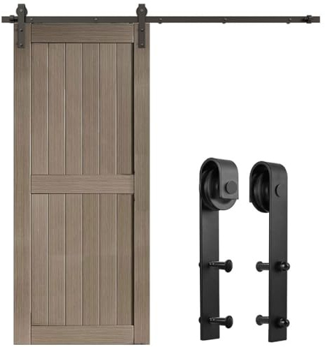 LTIYITL 335cm/11FT Quincaillerie Kit de Rail pour Porte Coulissante Suspendue, Kit de Voie de Placard pour la Porte en Bois (Forme de J)