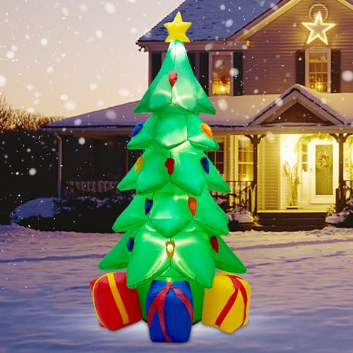 Liooty Albero di Natale gonfiabile da 7 m, albero di Natale con 3 scatole regalo, decorazione natalizia per giardino interno ed esterno