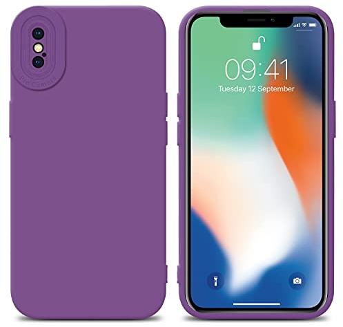 Cadorabo Hülle kompatibel mit Apple iPhone X/XS Schutzhülle TPU Silikon Case Liquid Design mit Kameraschutz Slim Kratzfest Weiche Gummi mit Rundumschutz Case Hülle für iPhone X/XS in Lila