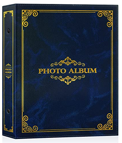 Lanpn Fotoalbum 10x15 400, Traditionell Kunstleder Einstecken Einsteckalbum für Hochformat Fotos Bilder Blau