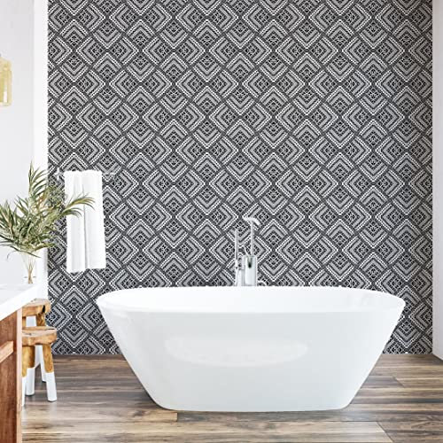 ABAKUHAUS Schwarz und weiß abziehbare & klebbare Tapete für Zuhause, Chevrons und Punkte, selbstklebendes Wohnzimmer Küchenakzent, 33 cm x 180 cm, Schwarz-Weiss