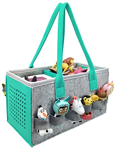 Speziell für die Toniebox entwickelte Tragetasche, tote bag, Zum Transport und Schutz von Tonie Starter Set und Zubehör, fasst 20-30 Tonie-Digitalpuppen (Blauer See)