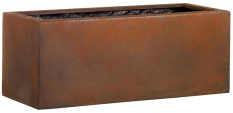 Casa Mina Pflanzkübel groß außen - Fiberglas Blumenkübel Rechteckig 57x27x27cm - Premium Pflanzgefäß für Draußen - Blumenkübel Frostsicher - Blumenkasten für den Garten rost - Gillingham