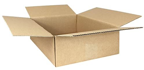 smiley pack 300 Stück Faltkartons 350 x 250 x 100 mm braun KK S Versandkarton Verpackungskartons 35 x 25 x 10 cm aus Wellpappe 1 wellig Karton Pappkarton Versandbox Paket Päckchen