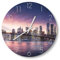 DEQORI Glasuhr | rund Ø 30 cm | Motiv Brooklyn Bridge Abendröte | ausgefallene leise Design Uhr aus Glas | Wanduhr für Wohnzimmer & Küche | Moderne Hingucker Uhr für die Wand