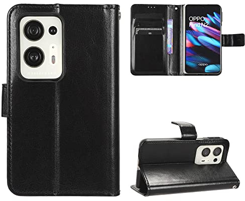 BellaCase Oppo Find N2 Hülle [Brieftasche] [Klammerfunktion] [Kartenfächer] [Magnetic Flip Cover] Kompatibel mit Oppo Find N2 Smartphone(Schwarz)