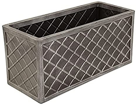 70cm Long Large Plastic Pewter Lazio Trough Grey Outdoor Garden Flower Planters (1 Lazio Trough Planter)