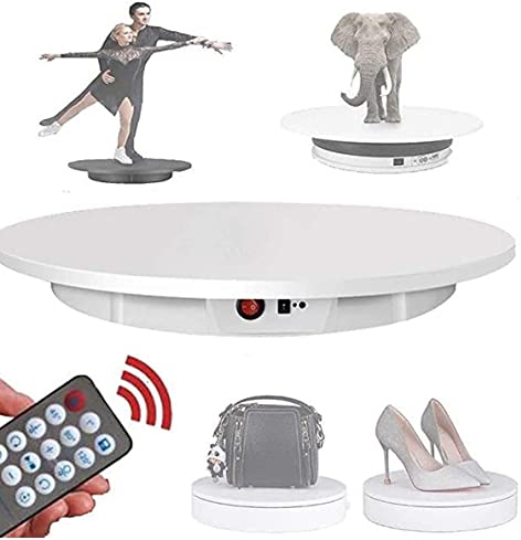 FENGSSLL Piatto Girevole Rotante Elettrico 60cm, Base Girevole Elettrico 110V-240V con Telecomando, Piatto Girevole Rotante Elettrico per Fotografia A 360 °,può Sopportare 150 kg,White