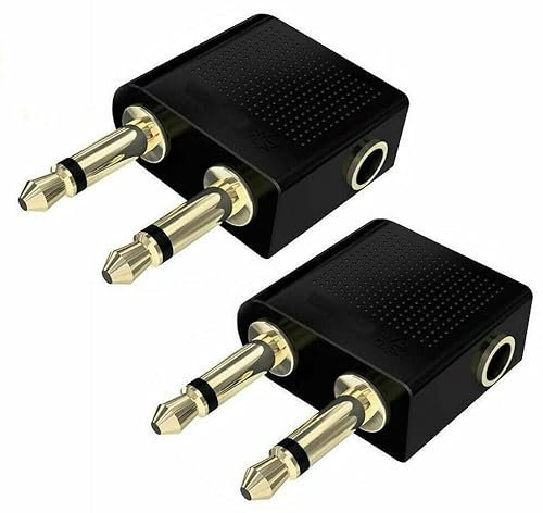 Lot de 2 adaptateurs audio avec prise jack pour avion, chaise d'avion
