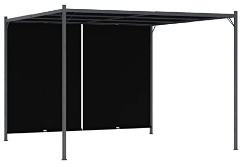 Homgoday Gartenpergola mit Ausziehbarem Dach Pavillon Sonnenschutz Terrassenüberdachung Gartenzelt Terrassendach Gartenpavillon für Garten Terrasse 3x3 m Anthrazit