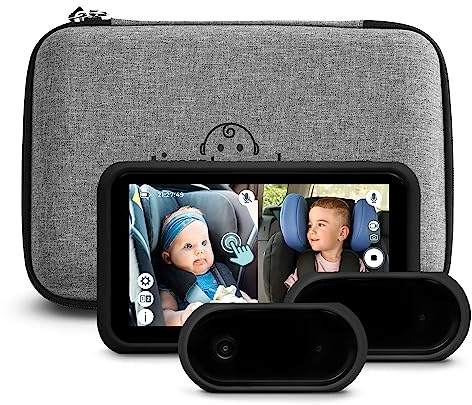 Tiny Traveler Baby Car Camera for 2 Kids, 5” Touch Screen Baby Car Monitor, No WiFi Baby Camera for Car Home Travel Roadtrip – Rear-Facing Car Seat Monitor Night Vision Baby Reminder Alert - Black