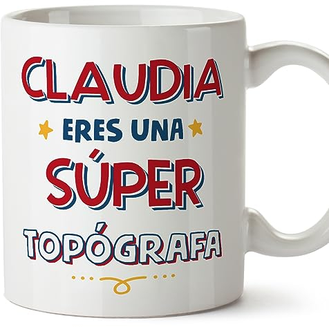 MUGFFINS Tazas Personalizadas para TOPÓGRAFA mujer - En Español - Eres Súper - 11 oz / 330 ml - Regalo Personalizable original y divertido