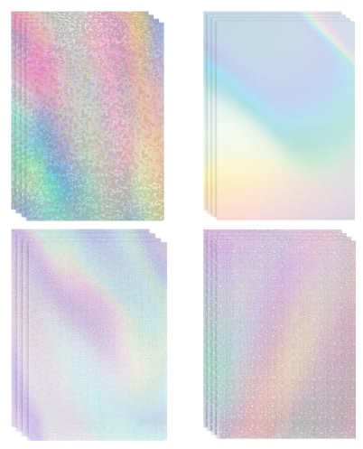 16 Blatt Hologrammfolie, A4 Klare Vinyl Holographische Folie, Holografische Folie für die Laminierung von Alben und die Wanddekoration ((4 Muster)