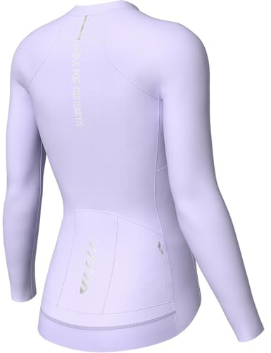 Lo.gas Radtrikot Damen Langarm,Fahrradtrikot Rennrad Trikot Atmungsaktiv Frauen Fahrrad Shirt Sommer Fahrradjacke Radfahren Top Mit 3 Taschen Lila S