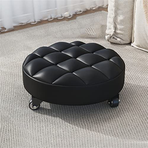 NSIBAN Nähen Hocker Riemenscheibe Kleiner Hocker Universalrad Niedriger Hocker mit Rädern Wischen Sie den Boden ab Mobile kleine Bank Runder Hocker