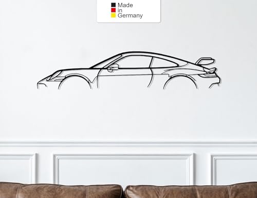 911 GT3 Model 992, Metall Wandbild, Wanddeko, Auto Silhouette, Metal Wall Art (Größe: 137 cm (54))