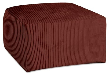 DreamRoots Pouf Hocker Fußhocker Cord, Cube 70x70x40cm, Fired Brick | Couch Hocker, Sitzsack, Wohnzimmer, für Sessel & Sofa, Sitz Poof, Sessel Pouf, leicht