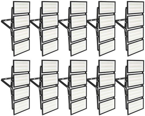 Viugreum 10 Packs 400W Projecteur LED Exterieur, Blanc Froid 6500K 40000LM, IP66 Étanche Eclairage Exterieur, Extérieur De Projecteur Idéal Pour Garage Atelier Parkings Gym