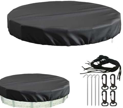 Runde Poolabdeckung 366-Pool Abdeckplane, Uv-Schutz Pool Abdeckplane mit Kordelzug und BodennäGeln Sommer-Poolschutz für wasserdicht und staubdicht