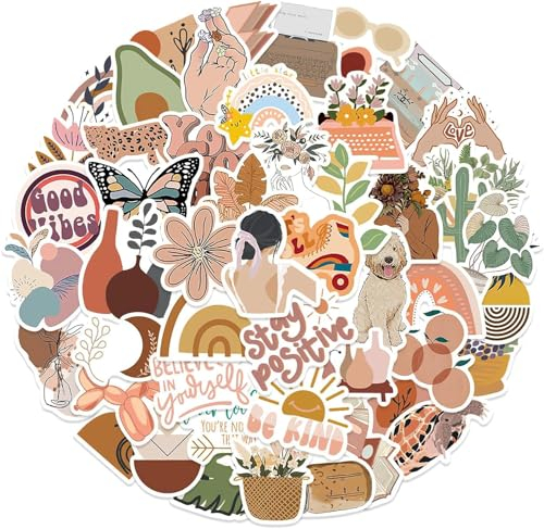 100PCS Waterproof Boho Style Stickers Aesthetic Diverse Vinyl Decals for Laptop Phone Water Bottle Skateboard Moto Bicycle and Luggage Cute Decor Scrapbook Stickers for Kids, Teens, Girls, and Adults