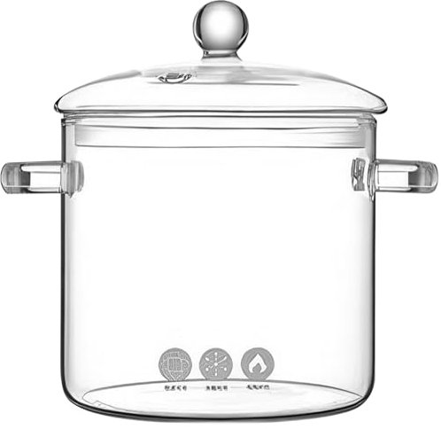 Ollas de vidrio para cocinar en la estufa, la olla de vidrio, las ollas de vidrio para cocinar, olla de vidrio con tapa, olla de cocción de vidrio, olla de cocción a fuego lento, utensilios de cocció