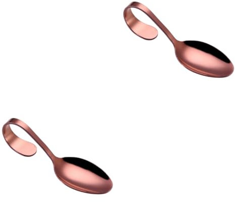 OUNONA 2 Pièces cuillère de service cuillère coudée cuillère à thé sauces asiatiques Cuillère de présentation de nourriture Cuillère de cuisine cuillère à manche courbé
